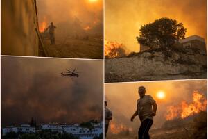 PAKLENA NOĆ NA RODOSU: Gust crni dim prekrio ostrvo, bitka vatrogasaca ne prestaje (FOTO)