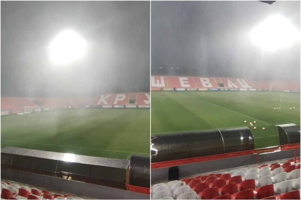 NADREALNE SCENE U KRUŠEVCU: Nevreme odložilo utakmicu Super lige! Kiša lije kao iz kabla, vetar nosi lopte sa terena (VIDEO)