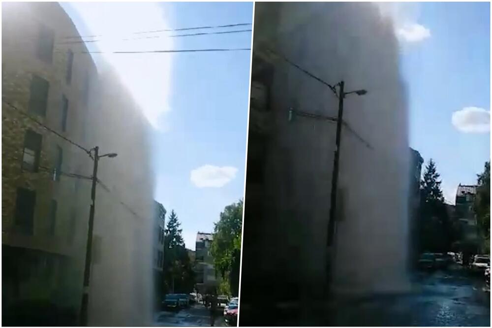 OGROMAN "GEJZIR" NA LEKINOM BRDU: Pogledajte kako je sipalo pošto je pukla vodovodna cev! (VIDEO)