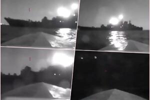 SNIMAK NAPADA NA RUSKU FLOTU U NOVOROSIJSKU: Dron sa 450 kg eksploziva udara u desantni brod NOVI ŠAMAR ZA MOSKVU (VIDEO)