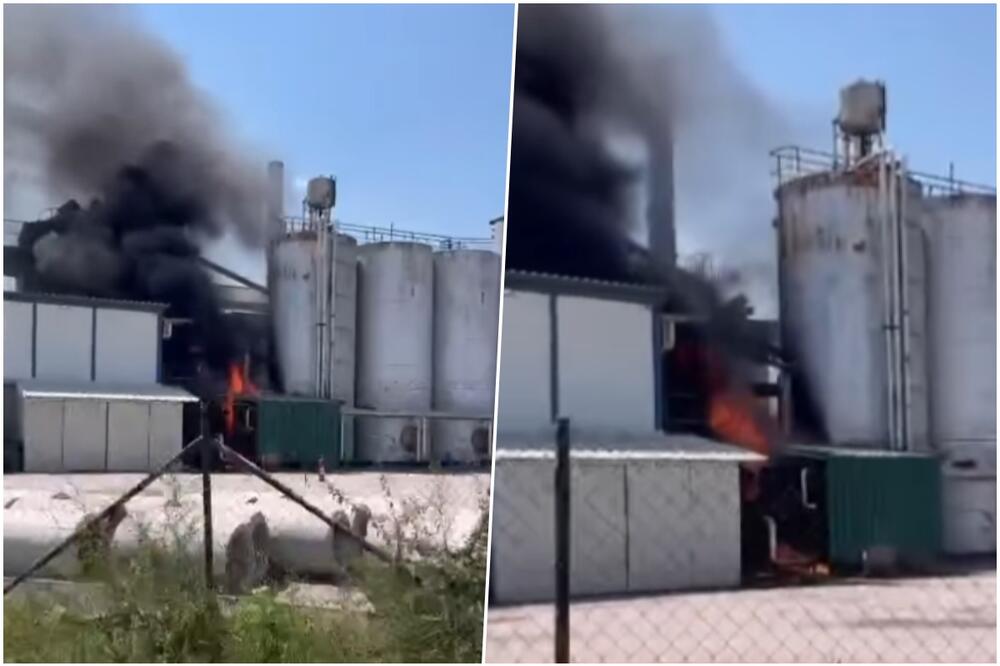 POŽAR U DOBANOVCIMA: Vatra buknula u krugu fabrike, crni dim kulja na sve strane (VIDEO)