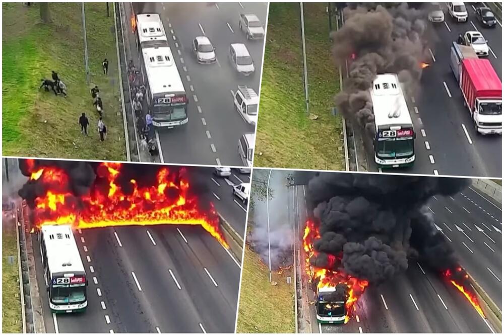 LJUDI BEŽE DA NE BI ŽIVI IZGORELI: Gledajte kako se autobus zapalio nasred auto-puta, u trenu se sve pretvorilo u buktinju (VIDEO)