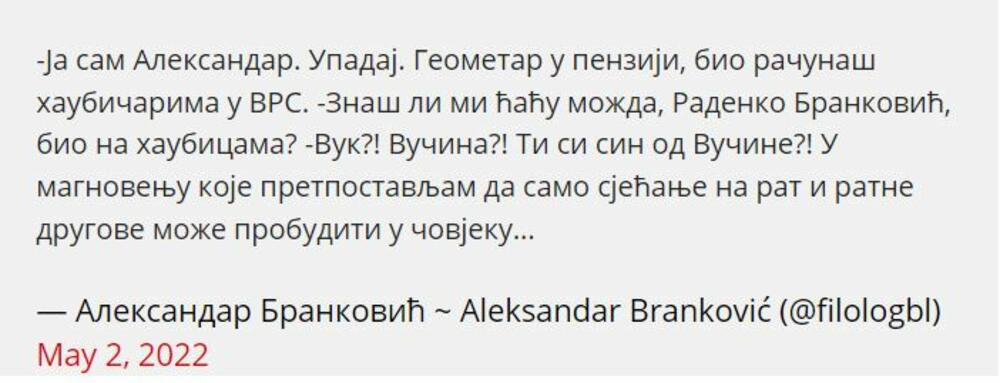 Aleksandar i Zlatko, Tweet