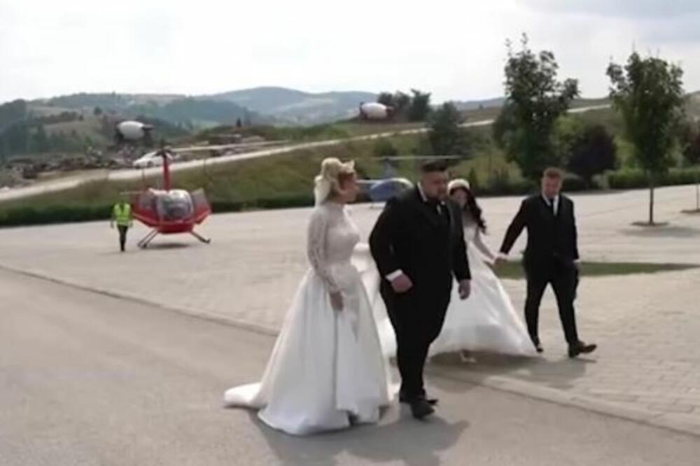 BRAĆA DOŠLA IZ NEMAČKE U SRBIJU I OŽENILA SE ISTOG DANA: Dupla svadba na Zlatiboru, mladenci uleteli u brak helikopterima FOTO