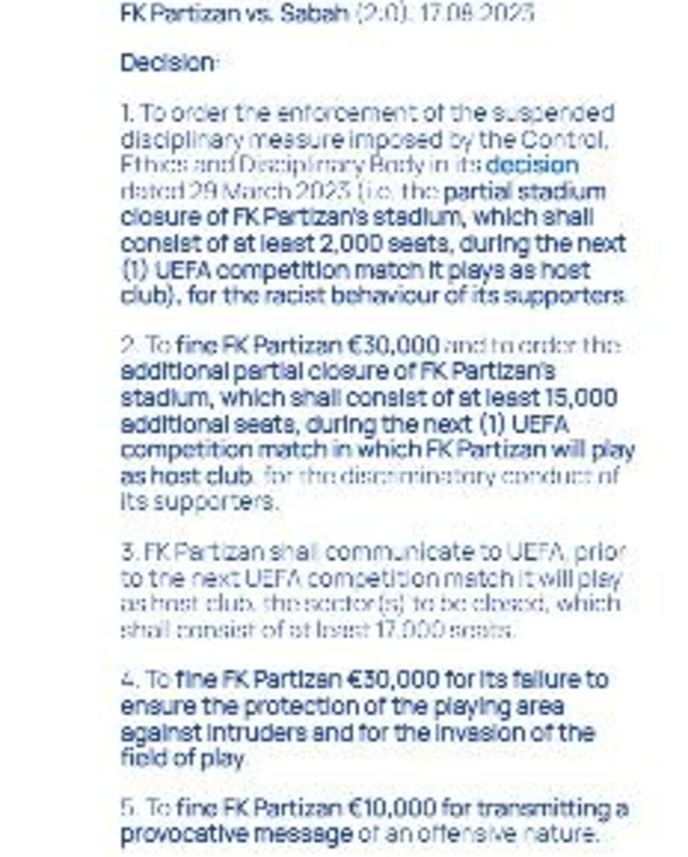UEFA, Partizan