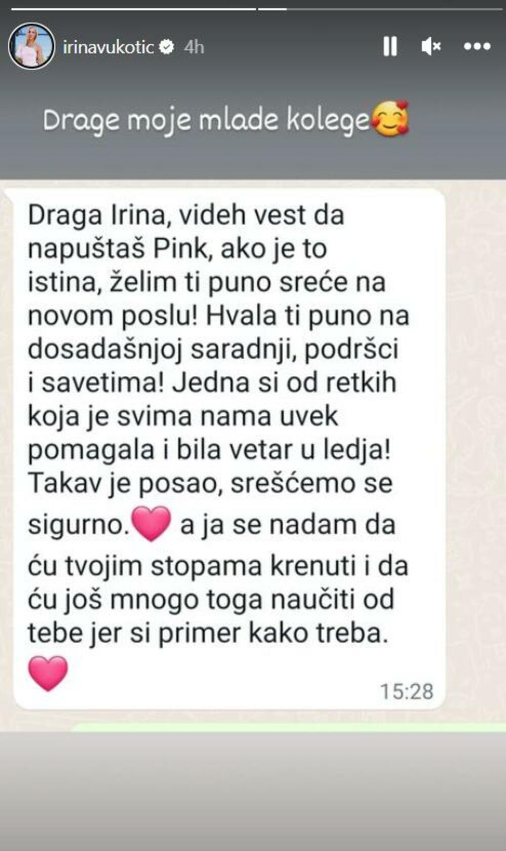 Poruka za Irinu Vukotić