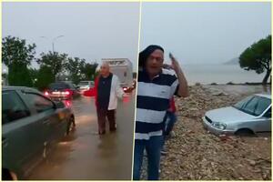 "GDE ĆETE KAD SMO REKLI DA ĆE SE REKE IZLITI?" Grčki gradonačelnik viče na vozače zaglavljene u oluji Danijel, poplavljen Skijatos