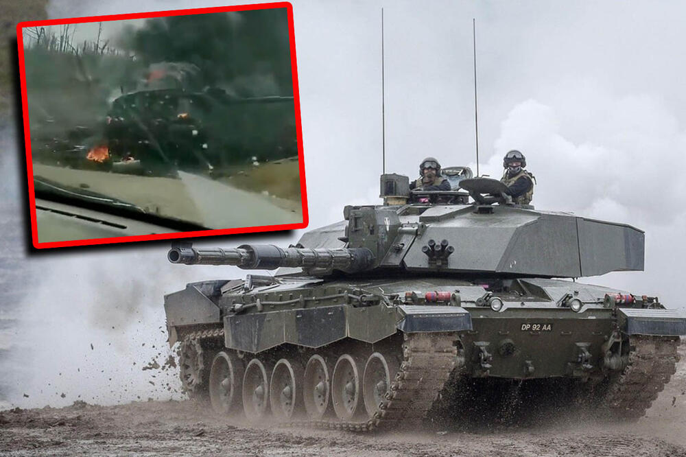RUSI PRVI UNIŠTILI BRITANSKI PONOS! Ukrajinci snimaju i psuju dok automobilom beže kraj tenka Čelendžer 2 u gustom dimu (VIDEO)