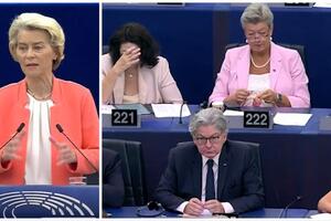 ŠTA SE TO DEŠAVA DOK URSULA DRŽI GOVOR: Čudna scena u parlamentu EU, sa govornice šalje SKRIVENE PORUKE? (VIDEO)