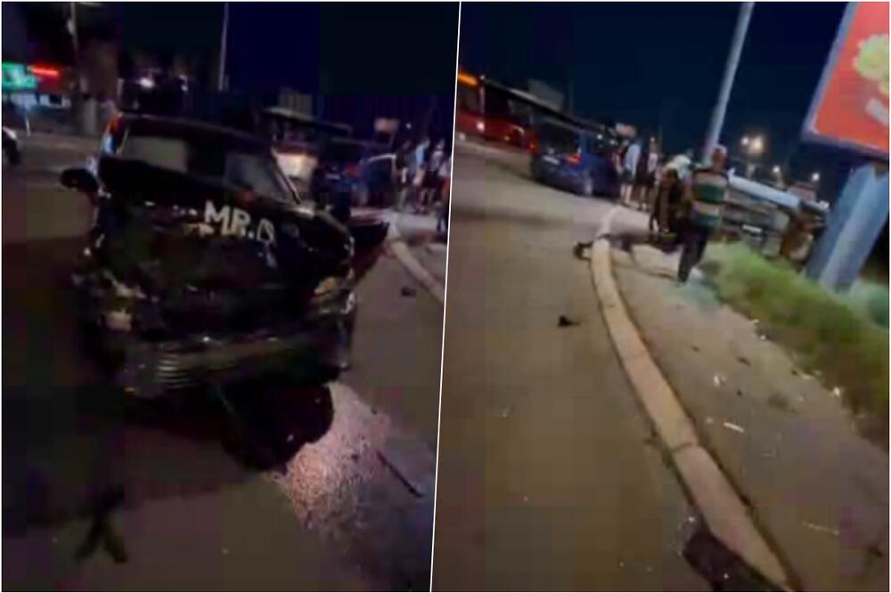 PRVI SNIMAK TEŠKE SAOBRAĆAJKE KOD PLAVOG MOSTA: Dva muškarca povređena, vozač ispao iz smrskanog automobila (VIDEO)