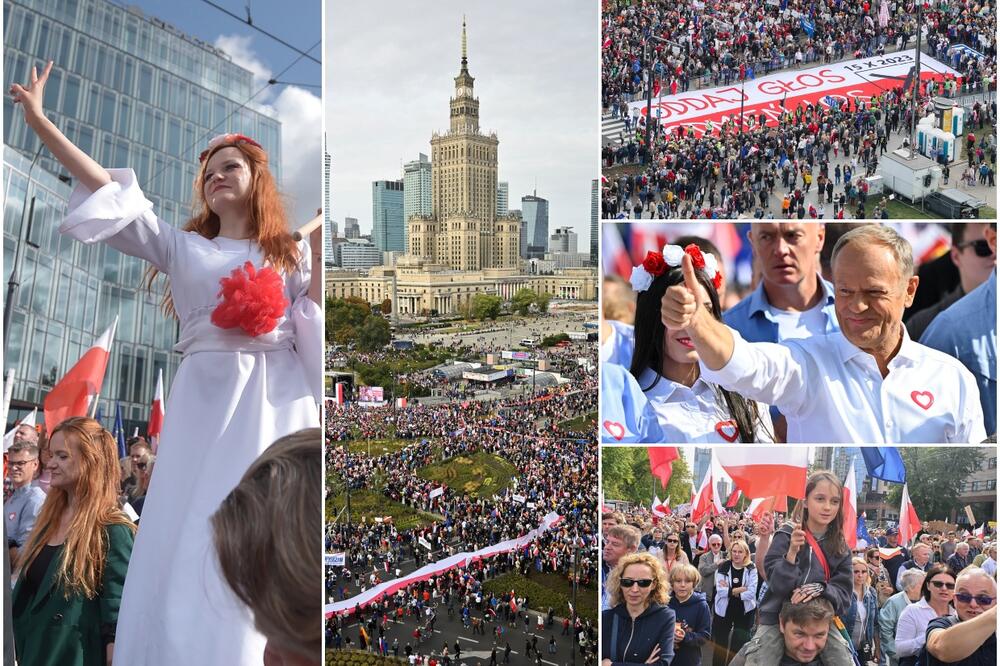 MARŠ MILIONA SRCA: Antivladin protest u Varšavi i drugim gradovima Poljske, opozicija mobiliše glasače pred izbore (FOTO, VIDEO)