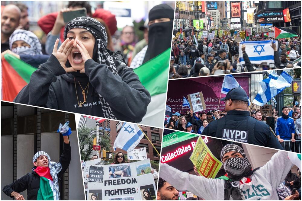 RAT SE PRENEO I NA AMERIKU? Sukob u Njujorku, Palestinci palili i gazili zastavu Izraela, tuča kod zgrade UN (FOTO, VIDEO)