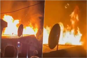 BUKTINJA NA MIRIJEVSKOM BULEVARU: Veliki plamen kulja iz kuće, crni dim se širi na sve strane! Odzvanjaju DETONACIJE (VIDEO)