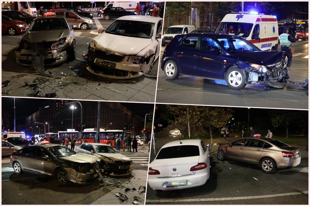TEŽAK UDES U CENTRU BEOGRADA KOD SKUPŠTINE: 3 automobila totalno uništena, za dlaku izbegnuta tragedija (FOTO)