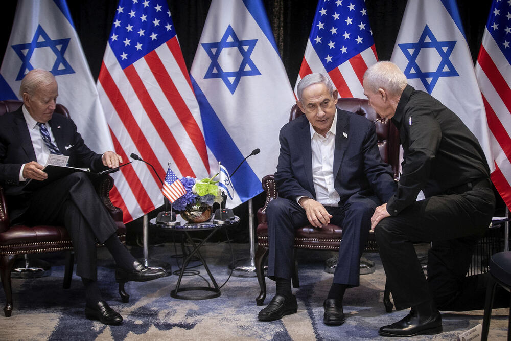 Američki predsednik Džo Bajden, izraelski premijer Benjamin Netanjahu i njegov ministar odbrane Joav Galant
