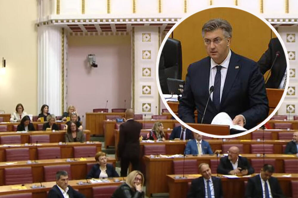 CIRKUS U HRVATSKOM SABORU: Premijer podneo izveštaj, opozicija lupala o klupe iz sve snage, Plenković samog sebe nije čuo (VIDEO)