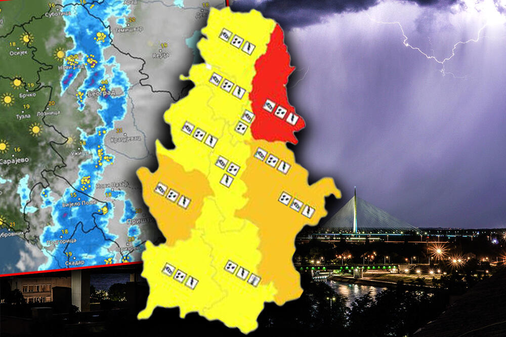 SNAŽNO NEVREME STIŽE IZ REGIONA! Pogledajte kako će oluja protutnjati kroz Srbiju: Udari vetra i do 100 na sat! CRVENI METEO ALARM
