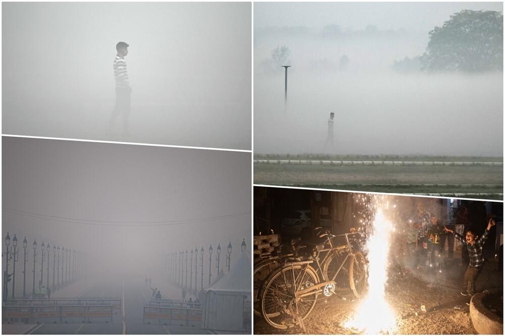 SINOĆ SLAVILI, SADA SE GUŠE: Ovako jutros izgleda smogom prekriveni Delhi posle čuvenog hinduističkog praznika (FOTO, VIDEO)