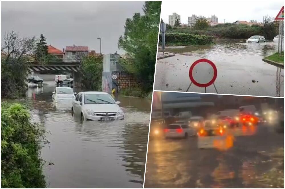 DRAMATIČNE SCENE U ZADRU: Automobili plivaju ulicama, ljudi zarobljeni! Obilna kiša napravila haos! POTOP (VIDEO)