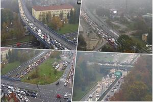 KILOMETARSKE KOLONE NA AUTO-PUTU, VOZILA MILE! Saobraćajni kolaps u Beogradu, gužve u skoro svim delovima grada (FOTO)