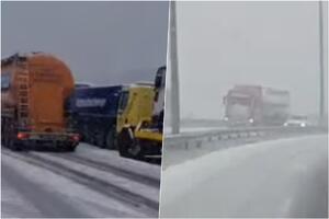 SNEŽNA MEĆAVA U DALMACIJI, ZAGLAVLJENI KAMIONI I AUTOBUSI: Zima već stigla širom Hrvatske, potpuni krkljanac kod Zagreba (VIDEO)