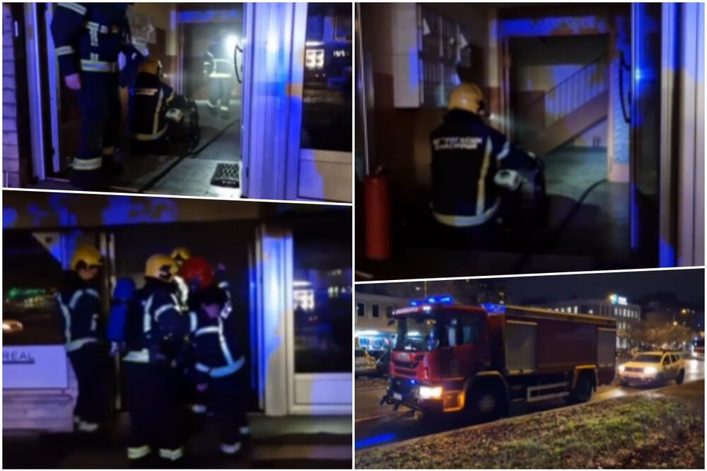 VATRENA STIHIJA U ZGRADI U NOVOM SADU Planuo strujni ormarić na ulazu, vatrogasci se bore sa plamenom (VIDEO)