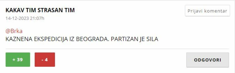 komentari, grobari, navijači, čitaoci Kurira, Partizan, Žalgiris