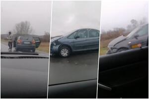 AUTOMOBILI UNIŠTEN SA PREDNJE STRANE: Saobraćajka na auto-putu između Ćuprije i Jagodine, probili zaštitnu ogradu (VIDEO)