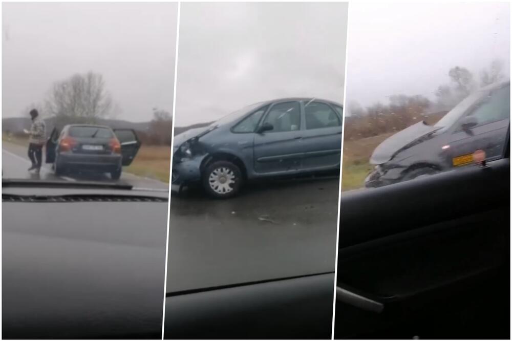 AUTOMOBILI UNIŠTEN SA PREDNJE STRANE: Saobraćajka na auto-putu između Ćuprije i Jagodine, probili zaštitnu ogradu (VIDEO)