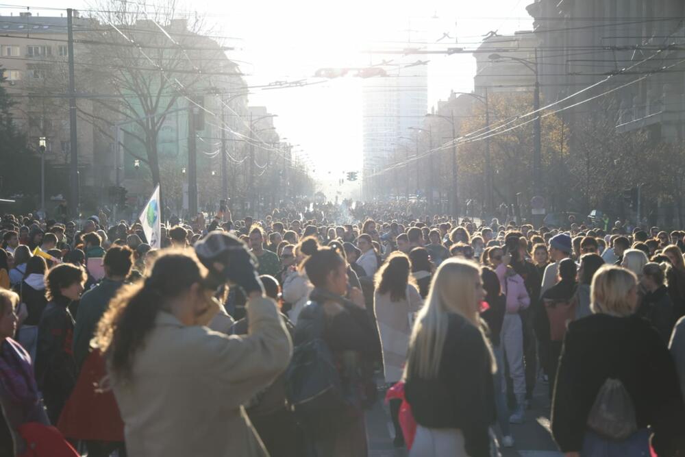 okupljanje, Birčaninova, protest, Kneza Miloša, Nemanjina, blokada