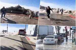 MONSTRUOZNI TALAS ODNEO 20 LJUDI NA PLAŽI: Dramatičan snimak, voda nosila i automobile, bežali da spasu život (VIDEO)