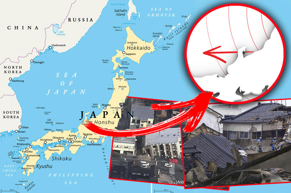 ZEMLJOTRES ODGURAO DEO JAPANA KA KINI: Podaci GPS pokazuju da su poluostrvo Noto i ČITAVI GRADOVI pomereni do 1,3 metra NA ZAPAD!
