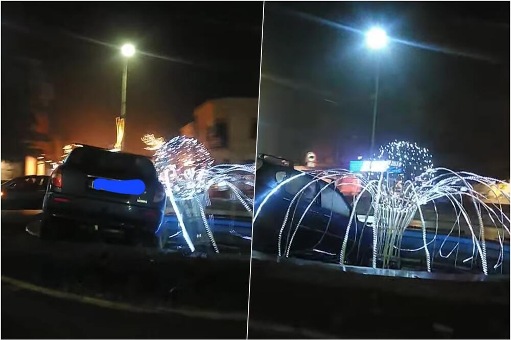 USRED KLADOVA JEDINSTVEN NOVOGODIŠNJI "UKRAS" Automobil uleteo u gradsku fontanu, prizor ZAPALIO MREŽE: Promašili perionicu (FOTO)