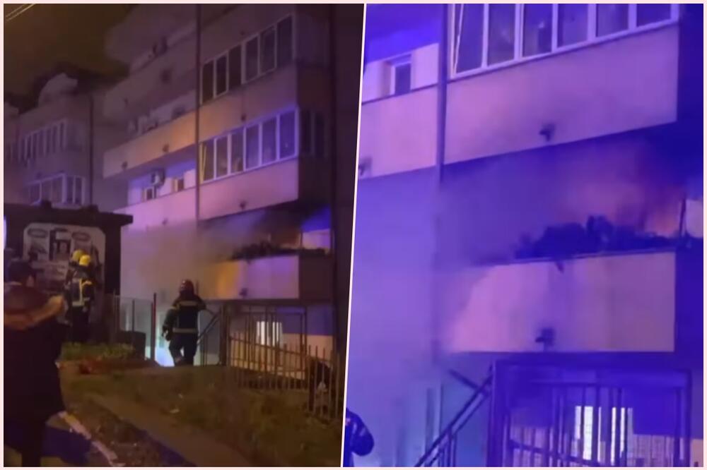 PRVI SNIMAK VELIKOG POŽARA U RAKOVICI: Vatrogasci izneli ženu iz stana u poslednji čas, dim kulja na sve strane (VIDEO)