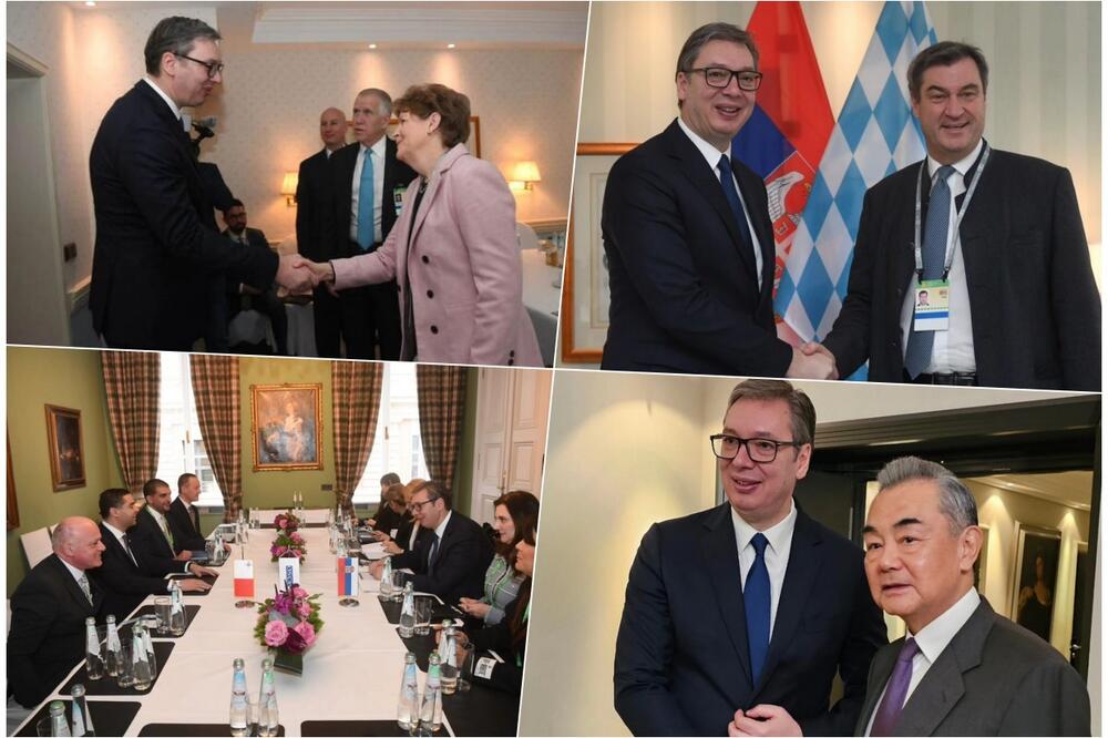 VUČIĆ U MINHENU: Važni sastanci predsednika Srbije sa svetskim liderima na Minhenskom bezbednosnom forumu (FOTO)