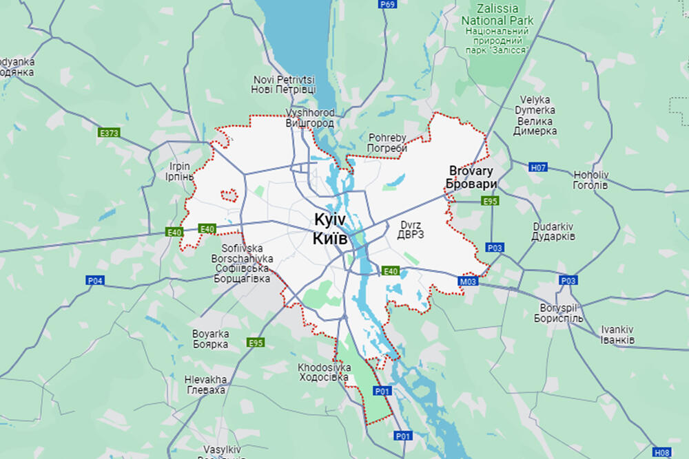 Kijev, mapa Kijeva