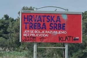 "HRVATSKA TREBA SRBE KLATI"! USTAŠKI GRAFITI: Jezive pretnje Srbima na predizbornim plakatima u Zadru (FOTO)