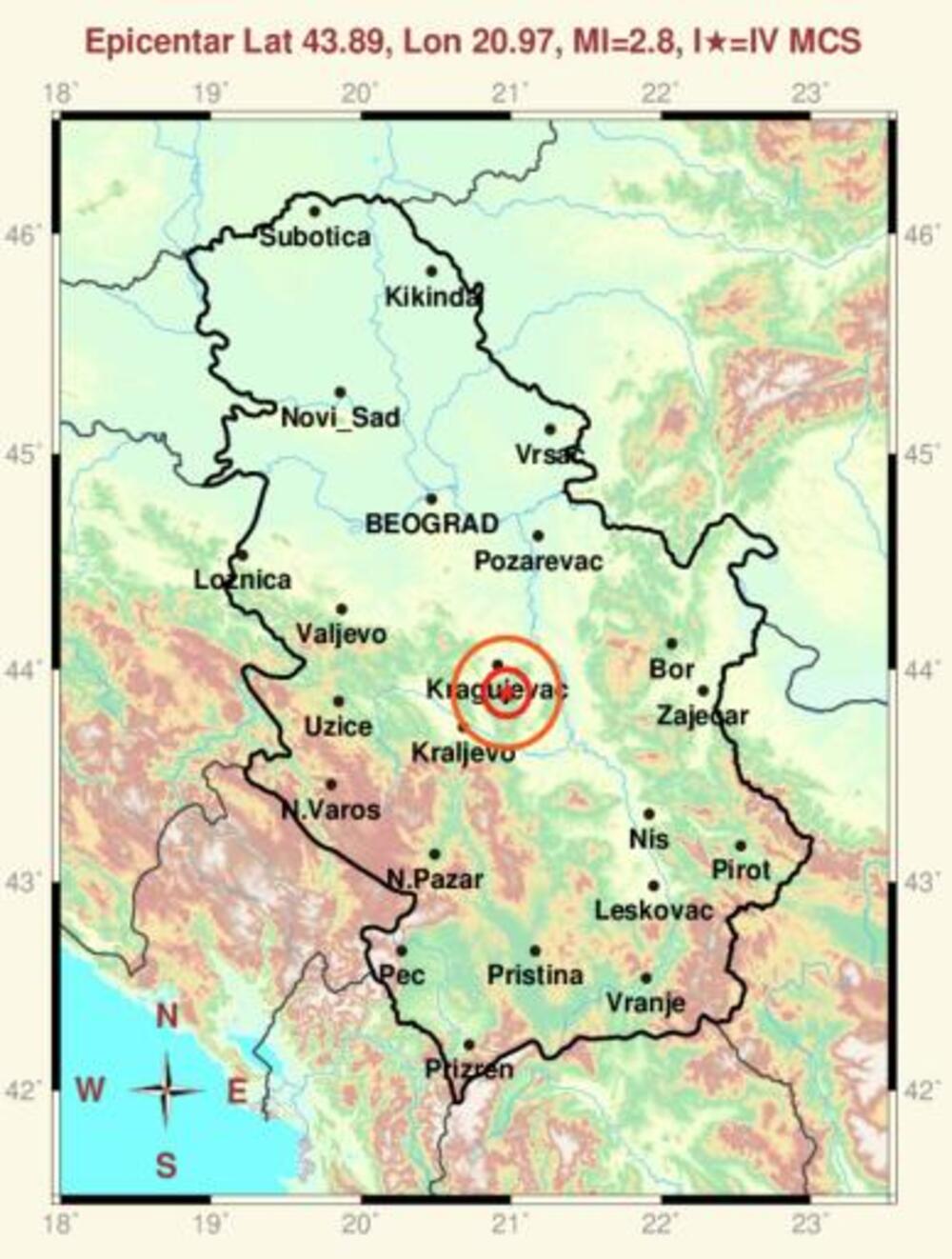 zemljotres, Kragujevac