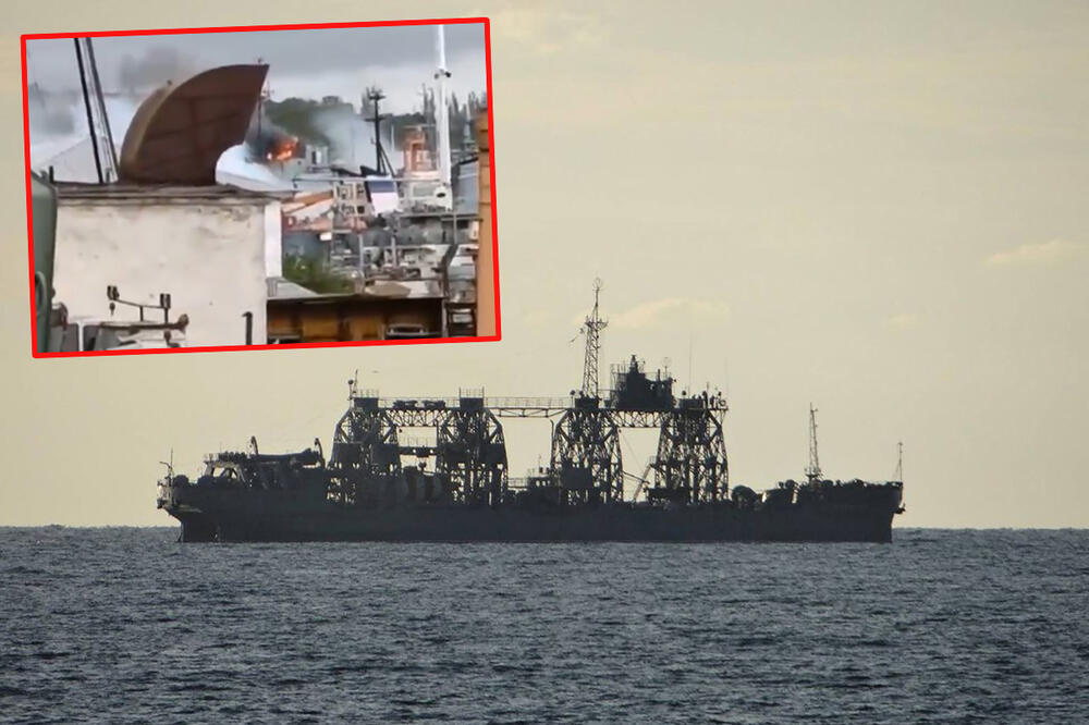 RAKETA CILJALA RUSKU CRNOMORSKU FLOTU! Zapaljen bojni brod u Sevastopolju, zatvoren Krimski most (VIDEO)