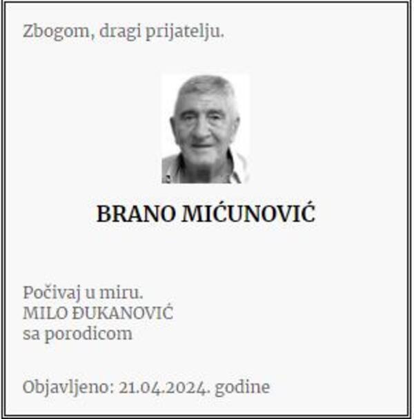 Brano Mićunović, Milo Đukanović