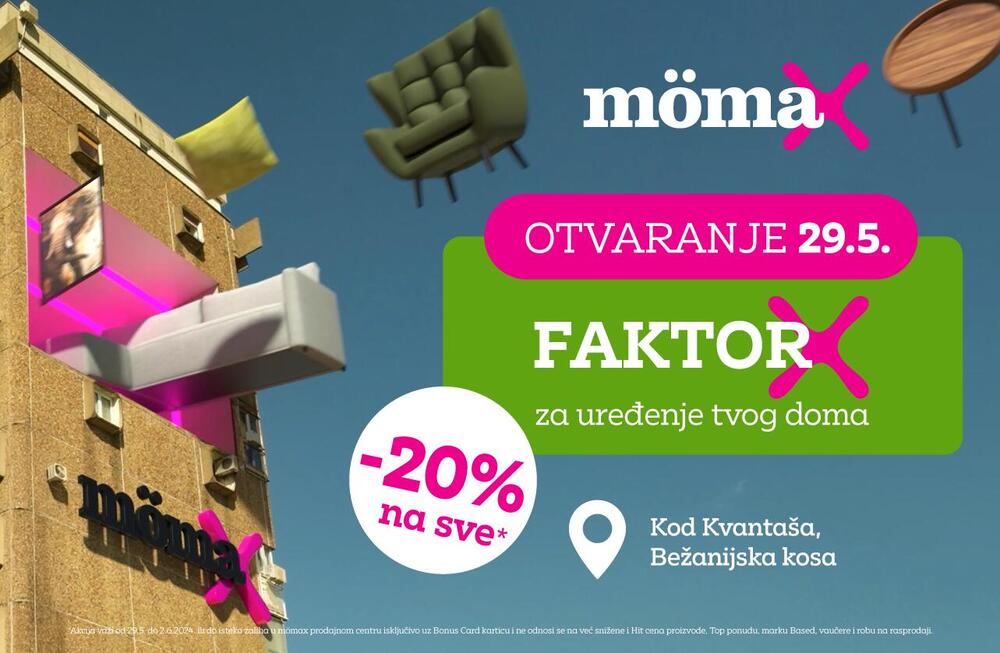 mömax – Faktor X za uređenje doma od 29.5. u Srbiji: Nagradni konkurs od 2 milona dinara i akcija od -20% na skoro ceo asortiman
