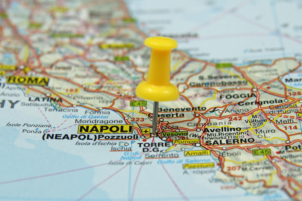 Napoli, zemljotres, mapa Italjije