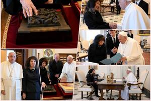 DOBILA PODRŠKU PAPE ZA EVROINTEGRACIJE: Evo kakav je poklon predsednica Severne Makedonije donela u Vatikan (FOTO)