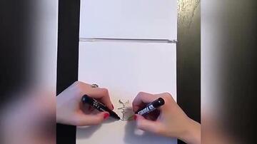 DA LI JE OVO VIŠE OD UMETNOSTI? Devojka markerima sa obe ruke crta portret! (VIDEO)