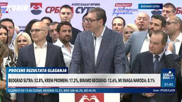 Obraćanje Vučića iz štaba SNS